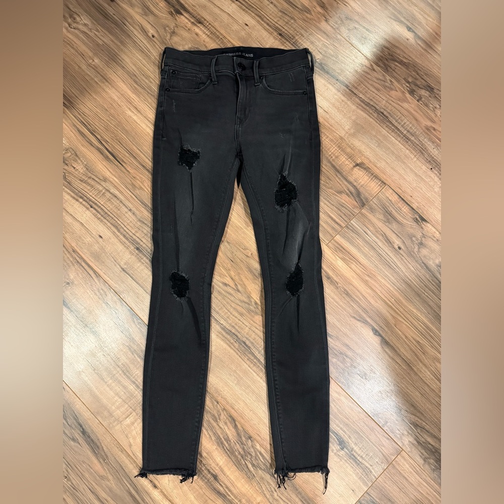 Express Black Distressed Women's Skinny Jeans 0 regular